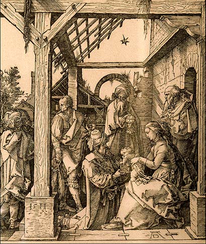 de aanbidding der Koningen. Ets van Albrecht Drer (1471  1528)