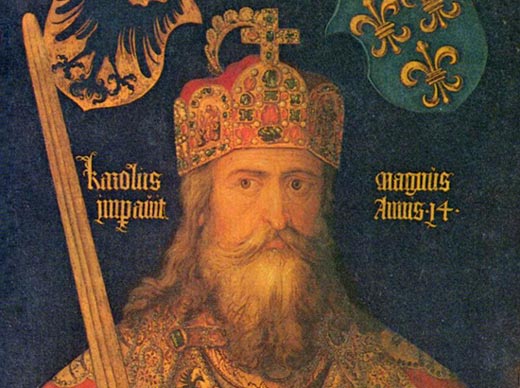 Karel de Grote, die zich het lot van de H. Landpelgrims aantrok. A.Drer, 1513