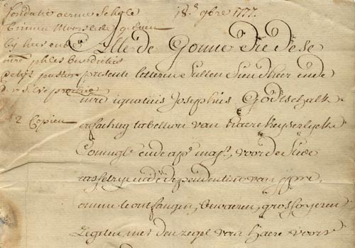 notarile akte van de fondatie voor de zondagsschool in Moorslede (18 september 1777)