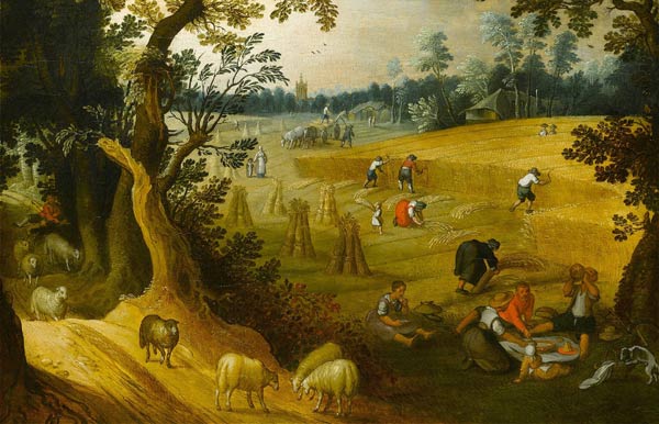 De oogst in de zomer. Abel Grimmer, begin 16de eeuw (Priv-collectie).