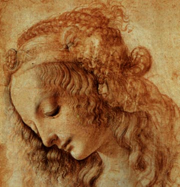 mediterende jonge vrouw (schets van Leonardo da Vinci)