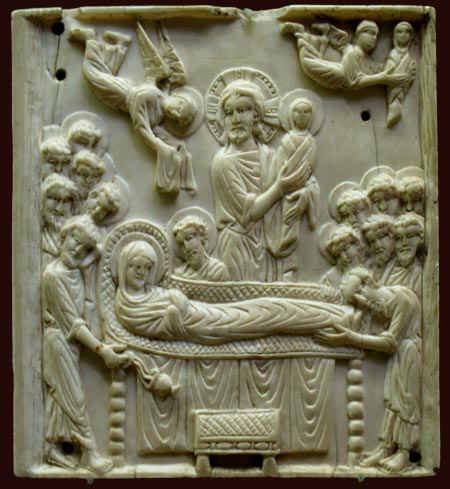 Inslapen van Maria. Ivoor, einde 10de eeuw. Parijs, Muse Cluny