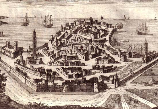 De haven van het Zuid-Italiaanse Bari. Giambatista Albrizzi, 1761.