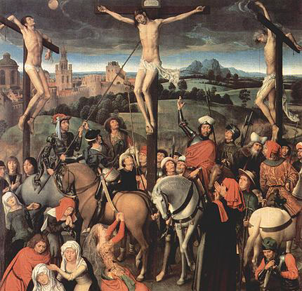 Kruisiging. Hans Memling, triptiek (middenpaneel), 1491. Lübeck, Museum St. Annen.