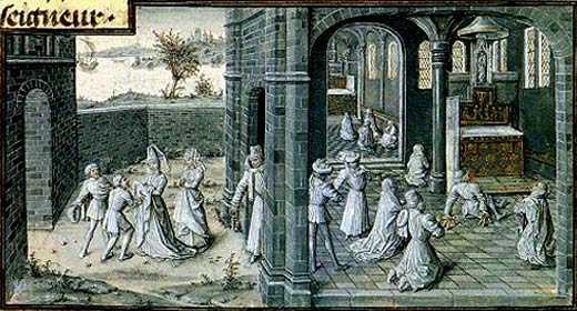 Mirakuleuze genezing van een kreupele. Miniatuur, 1456. Parijs, BNF.