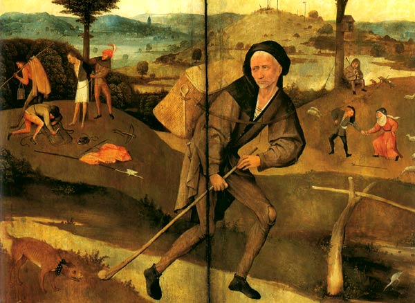 De ronddolende mens. Hooiwagen-triptiek. H. Bosch. 1580. Madrid, Prado
