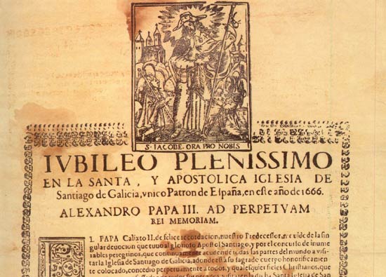 Brief van paus Alexander III, waarin een volle aflaat wordt verleend aan de Compostela-pelgrims in het H. Jaar 1666