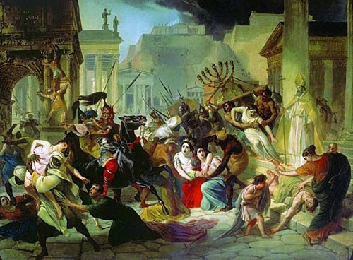 plundering van Rome door de Vandalen in 455. Schilderij van Karl Briullov (1833).