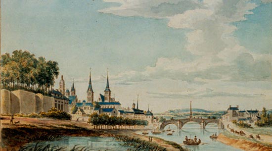 zicht op het Compiègne van de 18de eeuw