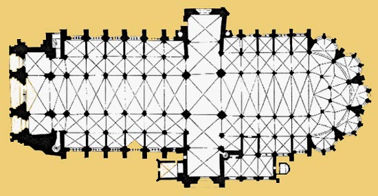 grondplan van de verdwenen bedevaartskathedaal St.-Martin.