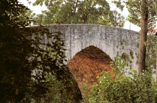 de middeleeuwse stenen brug Puente de la Magdalena bij Pamplona