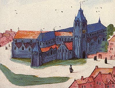 de in 1723 afgebroken collegiale kerk Saint-Amé in Douai