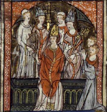 de bisschopswijding van de H. Vedastus. Miniatuur, 14de eeuw