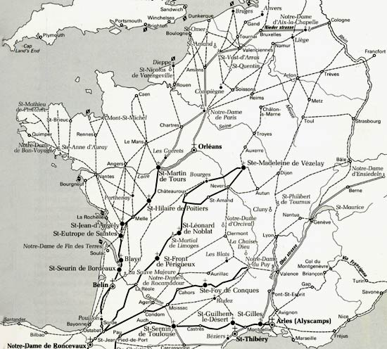 de 4 Franse Compostela-routes en de vele alternatieve wegen