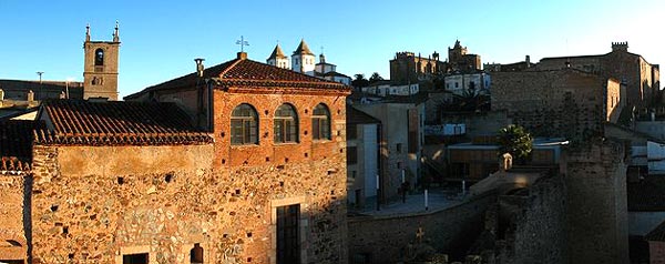 zicht op het oude stadskern van Cáceres