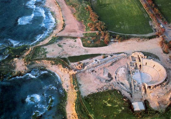 Caesarea, een van de havens aan de kust van Palestina