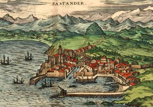 de haven van het N.-Spaanse Santander, aan de kust van Cantabrië. Joris Hoefnagel, 1590