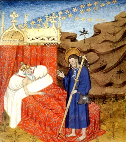 de droom van Karel de Grote. Miniatuur, 14de eeuw. Toulouse, Bibliothèque
