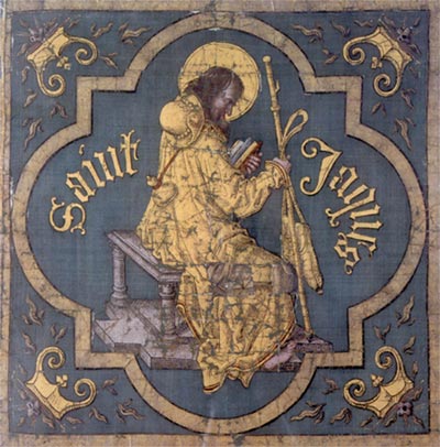 St. Jacobus als pelgrim. Pieter Coustens, 2de helft 15de eeuw. Autun, Musée Rolin