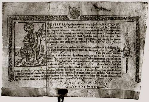 Compostela van een Zwitserse pelgrim uit 1608