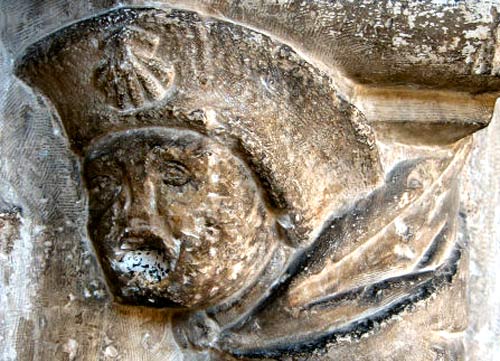 pelgrimshoed getooid met Jakobsschelp. Cahors, klooster, begin 16de eeuw