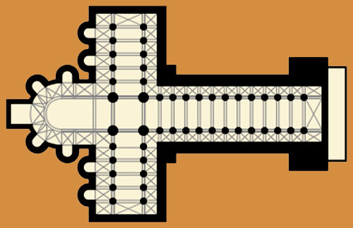 plattegrond van de bedevaartskerk van Compostela