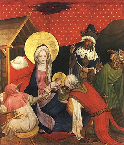 de aanbidding der Koningen. Meester Francke. 1424. Hamburg, Kunsthalle