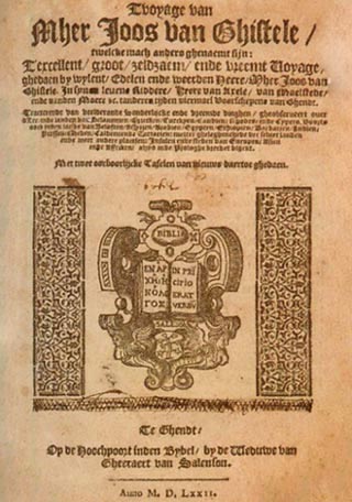'Tvoyage' van Joos van Ghistele. Ambrosius Zeebout, 1572. Kortrijk, Stadsbibliotheek