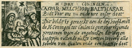 Een voorbeeld van een Driekoningenzegel voor Vlaamse pelgrims naar Keulen