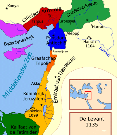 de leenstaten van de Latijnse kruisvaarders omstreeks 1135