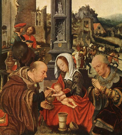 De aanbidding der Koningen. Jan Mostaert, 1550. Amsterdam, Rijksmuseum