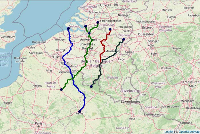 De pelgrimsgidsen vanuit de Lage Landen, uitgestippeld door het Vlaams Compostela-Genootschap