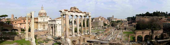 ruïnes van het antieke Forum Romanum, een van de 'Mirabilia urbis Romae'
