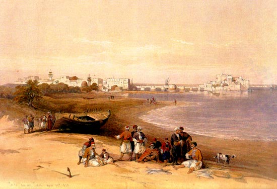 De haven van Sidon. David Roberts, 1839.