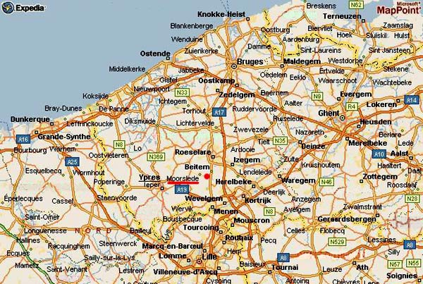 Moorslede en Gasthuis op de huidige kaart van Vlaanderen