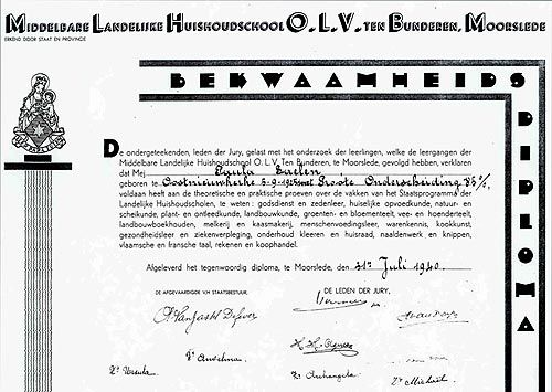 bekwaamheidsdiploma, uitgereikt aan het eind van het schooljaar 1939-40