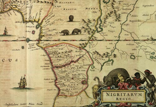 fragment van landkaart Westelijk-Afrika. Amsterdam, Blaeu (1662)
