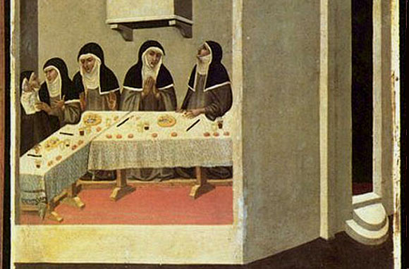 Zusters tijdens de maaltijd. Pietro Lorenzetti, 1341. Firenze, Uffizi