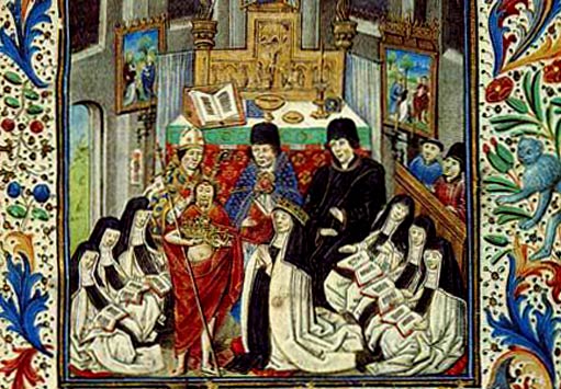 middeleeuwse miniatuur met augustinessen