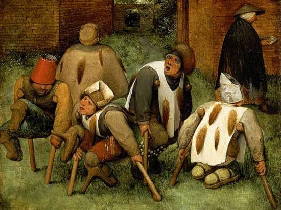 De kreupelen. Pieter Bruegel de Oude, 1568 (Parijs, Louvre). 