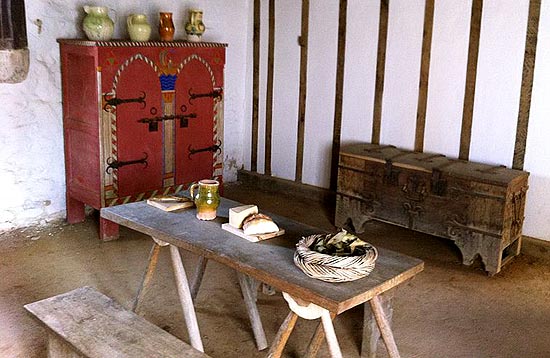 Middeleeuwse eetkamer, 1290 (aanpassing 15de eeuw) Southampton, Merchants House.