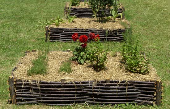 Middeleeuwse moestuin met kruidenperken.