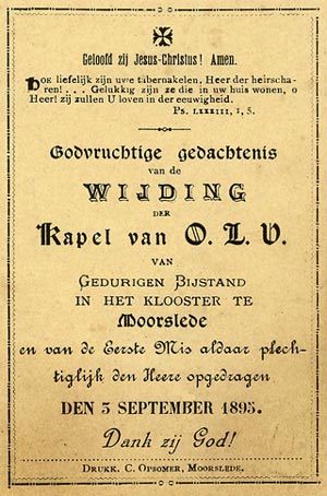 gedachtenisprentje inwijding kapel (1895)