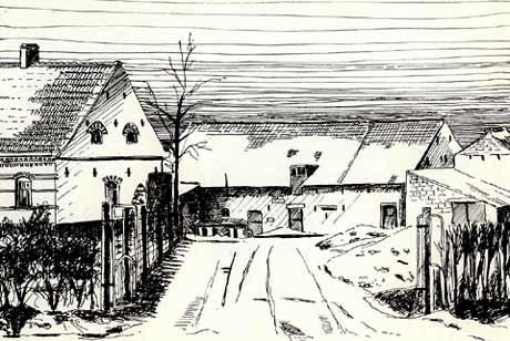 pentekening van de Gasthuis-hoeve uit de tweede helft van de vorige eeuw