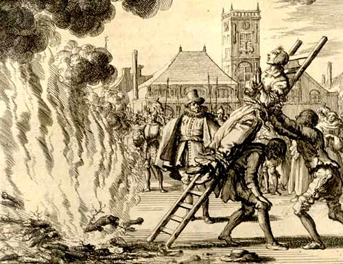 Een slachtoffer van de Inquisitie op de brandstapel