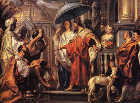 Eerbetoon van kalief Haroen ar-Rasjied aan Karel de Grote. Jacob & Utrecht Jordaens, 1663.