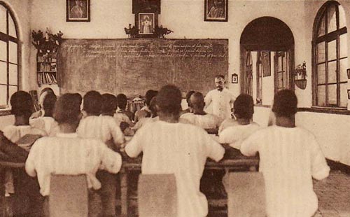 klaslokaal van de Jezuieten in Kwango-missie