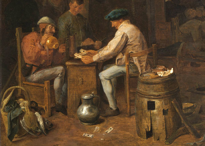 Adriaen Brouwer. Kaartspelers in de herberg. Schilderij, 17de eeuw.