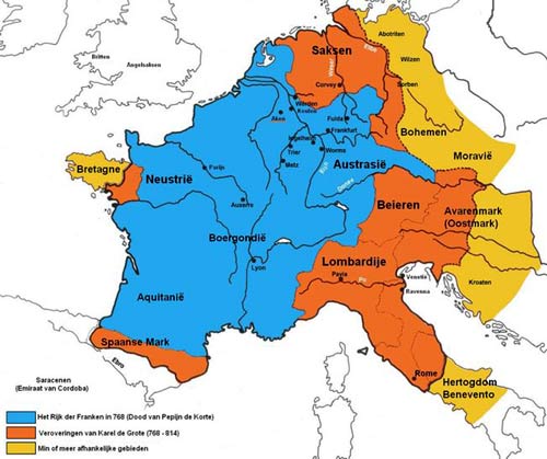 De uitbreiding van het Rijk der Franken onder Karel de Grote