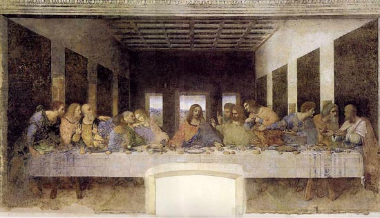 Leonardo da Vinci. Het Laatste Avondmaal. Milaan, Dominikaner-klooster Santa Maria delle Grazie (1498)